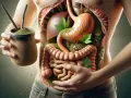 Wnętrze człowieka z trawą yerba mate, sugerujące yerba mate - właściwości negatywne.