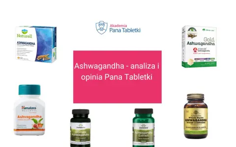 Różne suplementy z ashwagandhą, które mogą pomóc w redukcji kortyzolu i stresu.