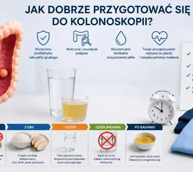 Jak przygotować się do kolonoskopii? Unikaj pieczywa z ziarnami i owoców pestkowych 7 dni przed badaniem. Stosuj dietę lekkostrawną i klarowne płyny.