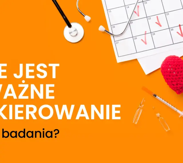 Ile jest ważne skierowanie na badania? Stetoskop, kalendarz z zaznaczonymi datami, strzykawka i serce sugerują troskę o zdrowie.