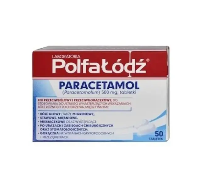 Opakowanie leku Polfa Łódź Paracetamol 500 mg. Pytanie: czy paracetamol jest bezpieczny? Stosowany zgodnie z zaleceniami, jest skutecznym lekiem.
