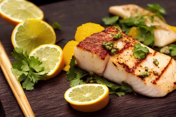 Grillowany halibut z cytryną i ziołami. Czy halibut jest zdrowy? Tak, to pyszne i zdrowe danie.